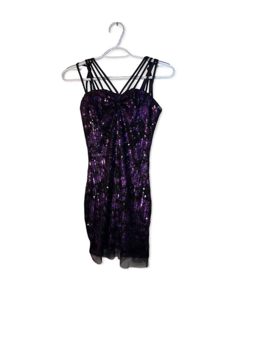 Y2K fairy Strappy Purple Sequin Mini Dress